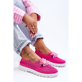 PM1 Zapatillas De Mujer Sin Cordones Con Piedras Fucsia Simple rosado 5