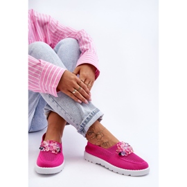 PM1 Zapatillas De Mujer Sin Cordones Con Piedras Fucsia Simple rosado 4