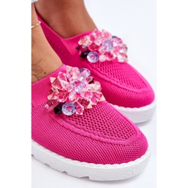 PM1 Zapatillas De Mujer Sin Cordones Con Piedras Fucsia Simple rosado 6
