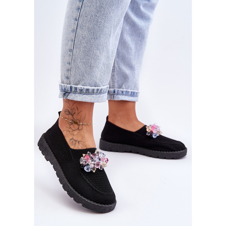 PM1 Zapatillas De Mujer Sin Cordones Con Piedras Black Simple negro 1 PM1 Zapatillas De Mujer Sin Cordones Con Piedras Black Simple negro 1
