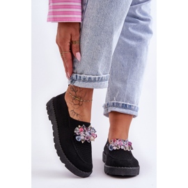 PM1 Zapatillas De Mujer Sin Cordones Con Piedras Black Simple negro 7