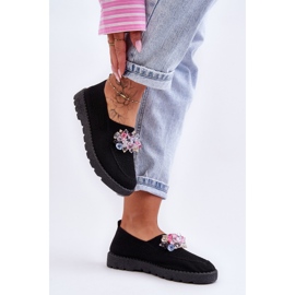 PM1 Zapatillas De Mujer Sin Cordones Con Piedras Black Simple negro 3