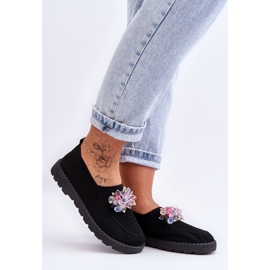 PM1 Zapatillas De Mujer Sin Cordones Con Piedras Black Simple negro 6