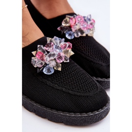 PM1 Zapatillas De Mujer Sin Cordones Con Piedras Black Simple negro 4