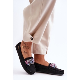 PM1 Mocasines De Ante De Moda Con Adornos Negro Delima 6
