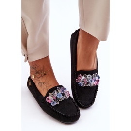 PM1 Mocasines De Ante De Moda Con Adornos Negro Delima 2