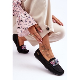 PM1 Mocasines De Ante De Moda Con Adornos Negro Delima 5
