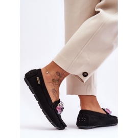 PM1 Mocasines De Ante De Moda Con Adornos Negro Delima 4