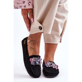PM1 Mocasines De Ante De Moda Con Adornos Negro Delima 7