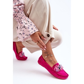 PM1 Modernos mocasines de ante con adornos delima fucsia rosado 5