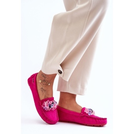 PM1 Modernos mocasines de ante con adornos delima fucsia rosado 6
