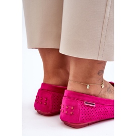 PM1 Modernos mocasines de ante con adornos delima fucsia rosado 4