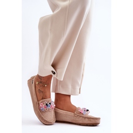 PM1 Mocasines Trendy De Ante Con Adornos Beige Delima 4