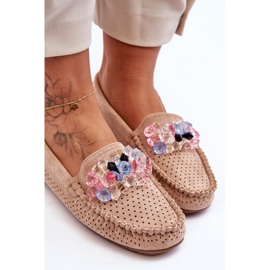 PM1 Mocasines Trendy De Ante Con Adornos Beige Delima 3