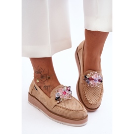 PM1 Mocasines Mujer Plataforma Piedras Beige Elonore 1