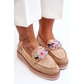 PM1 Mocasines Mujer Plataforma Piedras Beige Elonore 2