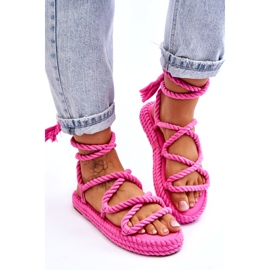 Sandalias atadas en una plataforma masiva El rosa no puede esperar rosado 4
