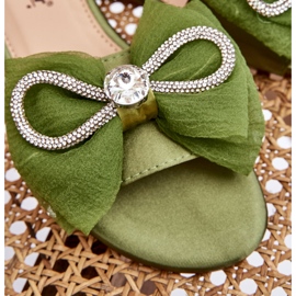 Seastar Chanclas de mujer con lazo y circonitas, verde 8
