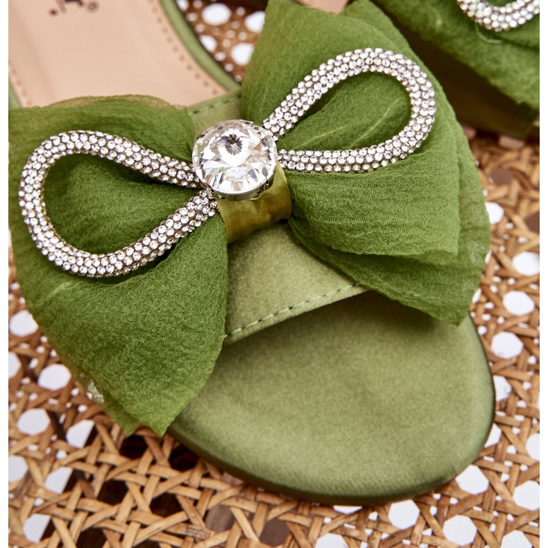 Seastar Chanclas de mujer con lazo y circonitas, verde 8