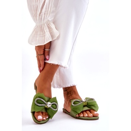 Seastar Chanclas de mujer con lazo y circonitas, verde 2