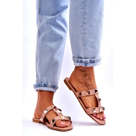 Zapatillas para mujeres con grandes tachuelas desnudas rosa 5