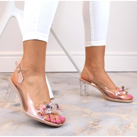 Sandalias de mujer transparentes con zirconitas rosas S.Barski MR1037-16 rosado 4
