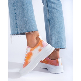 Deportivas plataforma Shelovet multicolor naranja 3