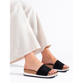 Zapatillas casa de ante negro con suela gruesa Shelovet 2
