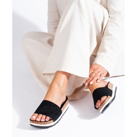 Zapatillas casa de ante negro con suela gruesa Shelovet 3