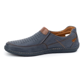 Olivier Mocasines de hombre en piel para el verano 602 azul marino 1