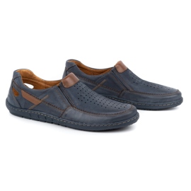 Olivier Mocasines de hombre en piel para el verano 602 azul marino 2