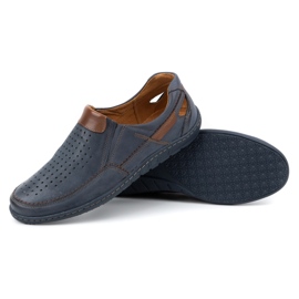 Olivier Mocasines de hombre en piel para el verano 602 azul marino 3