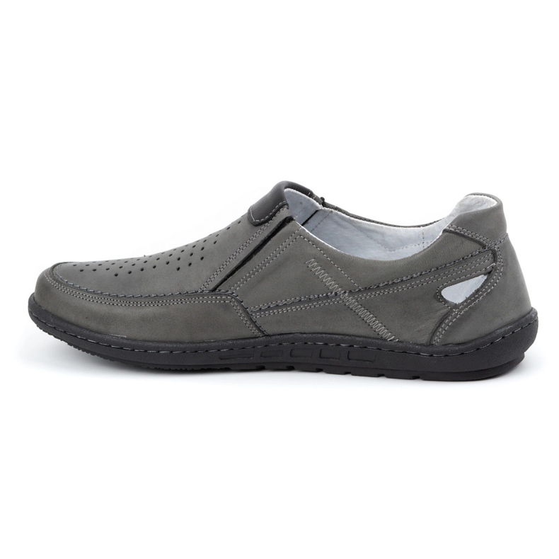 Olivier Mocasines de hombre en piel gris para el verano 602 1