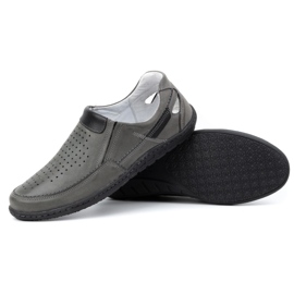 Olivier Mocasines de hombre en piel gris para el verano 602 3