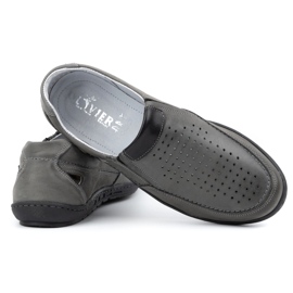 Olivier Mocasines de hombre en piel gris para el verano 602 4