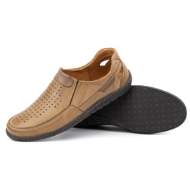 Olivier Mocasines hombre piel para verano 602 beige 3