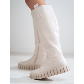 W. Potocki Botas de mujer crema en la plataforma Potocki. beige 1