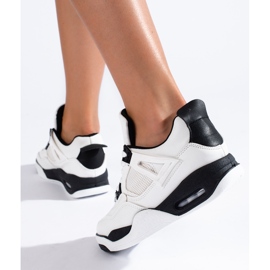 Zapatillas negras y blancas con suela gruesa de Shelovet blanco 2