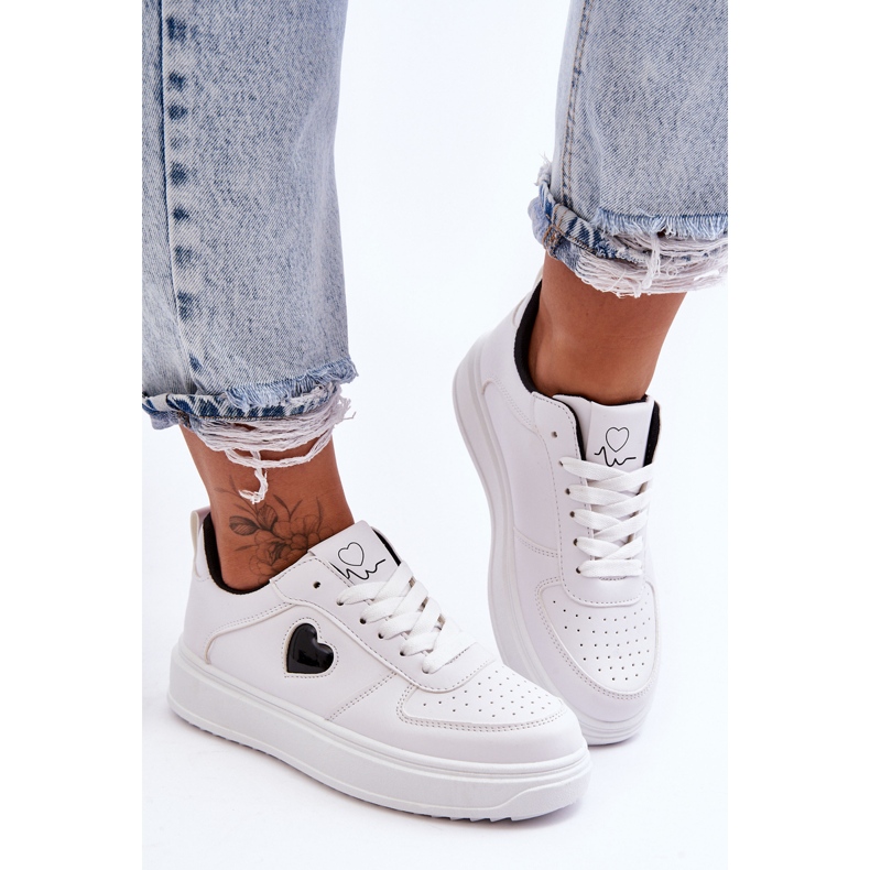 FJ1 Zapatillas Deportivas Clásicas Con Corazón Blanco Y Negro Amore 1