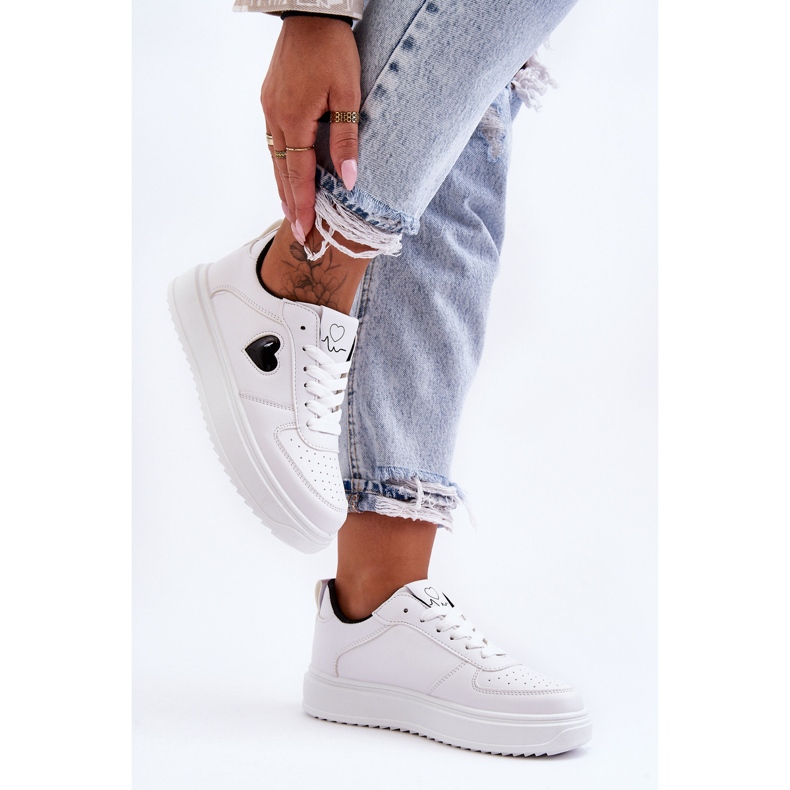 FJ1 Zapatillas Deportivas Clásicas Con Corazón Blanco Y Negro Amore 2