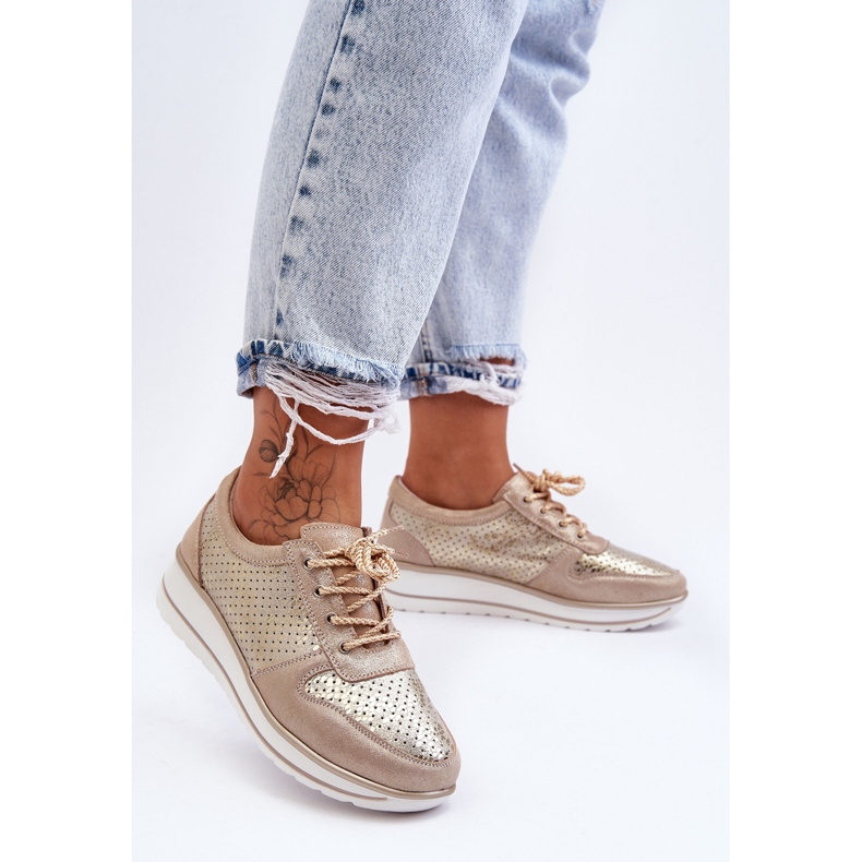 Deportivas Piel Con Perforación S.Barski AL22246 Oro dorado 1 Deportivas Piel Con Perforación S.Barski AL22246 Oro dorado 1