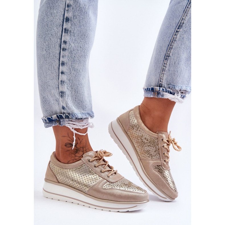 Deportivas Piel Con Perforación S.Barski AL22246 Oro dorado 2 Deportivas Piel Con Perforación S.Barski AL22246 Oro dorado 2