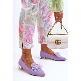 PS1 Mocasines De Mujer Con Tacones Planos Adornados Morado Sloane violeta 8