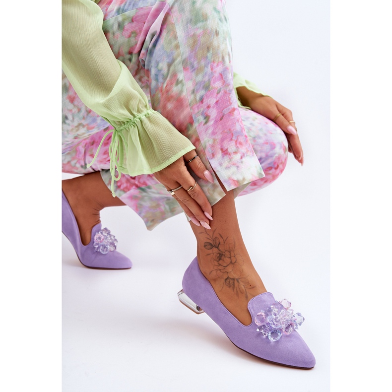 PS1 Mocasines De Mujer Con Tacones Planos Adornados Morado Sloane púrpura 2