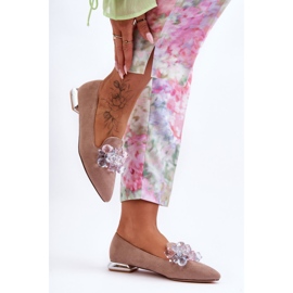 PS1 Mocasines De Mujer Con Tacón Plano Y Adornos Beige Oscuro Sloane 2
