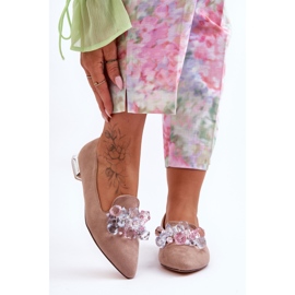 PS1 Mocasines De Mujer Con Tacón Plano Y Adornos Beige Oscuro Sloane 6