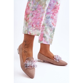 PS1 Mocasines De Mujer Con Tacón Plano Y Adornos Beige Oscuro Sloane 7