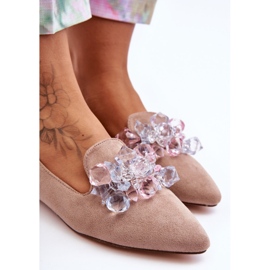 PS1 Mocasines De Mujer Con Tacón Plano Y Adornos Beige Oscuro Sloane 3