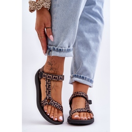 Sandalias Deportivas De Mujer De Satén Negro Y Beige Victory 5