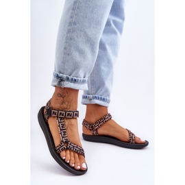 Sandalias Deportivas De Mujer De Satén Negro Y Beige Victory 6